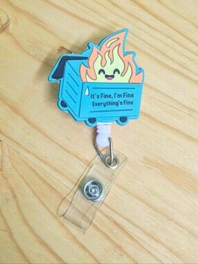 Cute Dumpster Fire Retractable Badge Reel